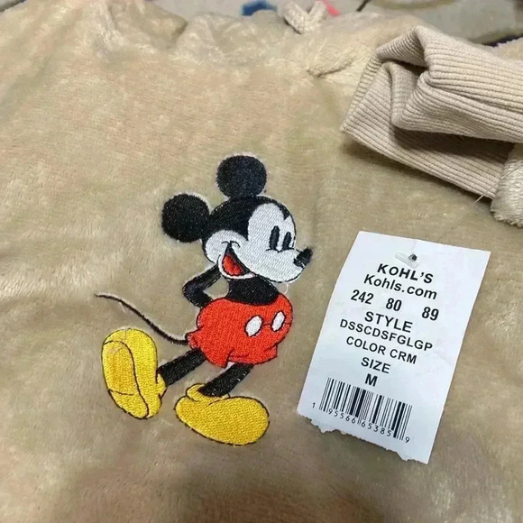 Disney Mickey Mouse tan soft fuzzy hoodie top shirt size Medium - Picture 10 of 11